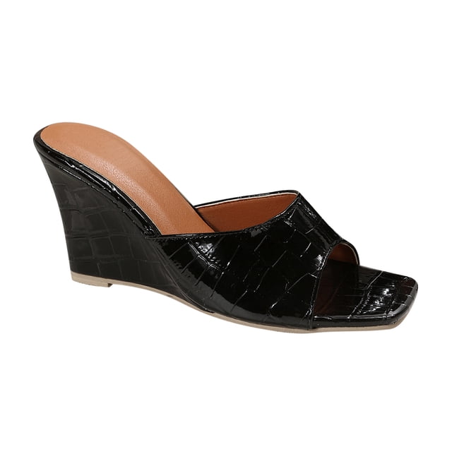 KIHOUT Summer Womens Sandals, New Sloping Heels for Ladies Casual Wearing Sandals, Retro Open Toe Slippers