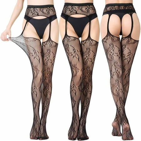 Sentmoon Lingerie for Women Women Sexy Lace Mesh Lingerie Net Lace Top Garter Belt Thigh Stocking Pantyhose Valentines Lingerie Valentines Day Gifts for Her Fall Saving