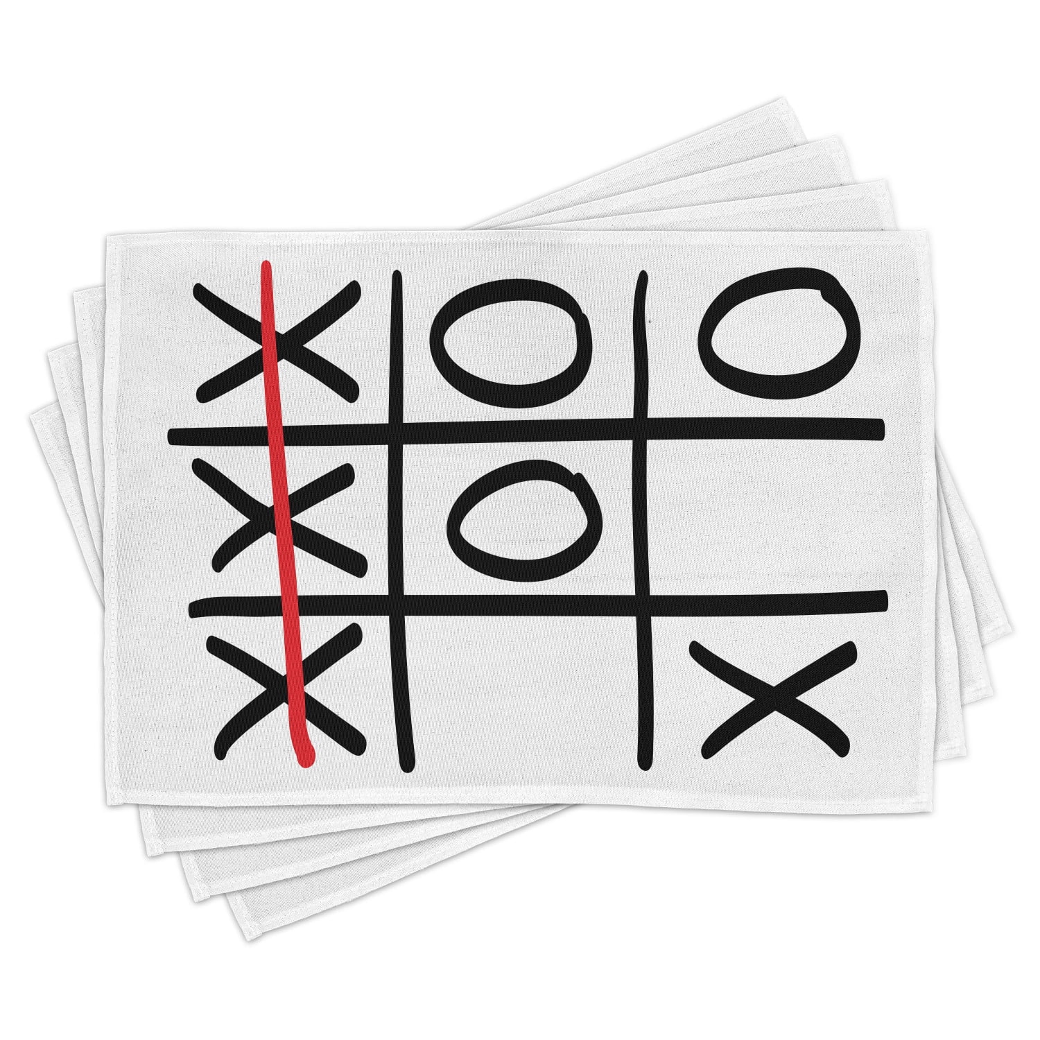 Xo Placemats Set of 4 Popular Tic Tac Toe Game Pattern Hand Drawn ...