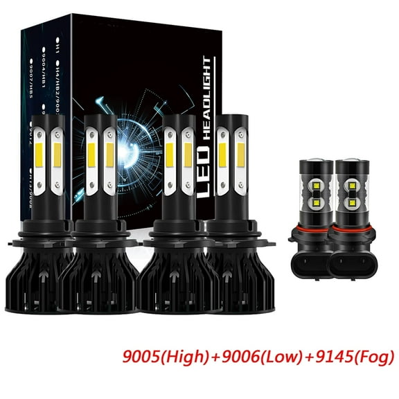 OBNDVU For GMC Sierra 2500 2003-2004 LED Headlight 9005 High 9006 Low 9145 Fog Light 6pcs