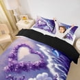 thumbnail image 3 of jejeloiu Purple Floral Ocean Bedding For Girls,Heart Print Duvet Cover Full,Multicolor,Black Reversible,3-Piece,1 Duvet Cover and 2 Pillowcases, 3 of 6