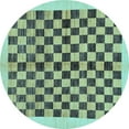 thumbnail image 1 of Ahgly Company Indoor Round Checkered Light Blue Modern Area Rugs, 6' Round, 1 of 4