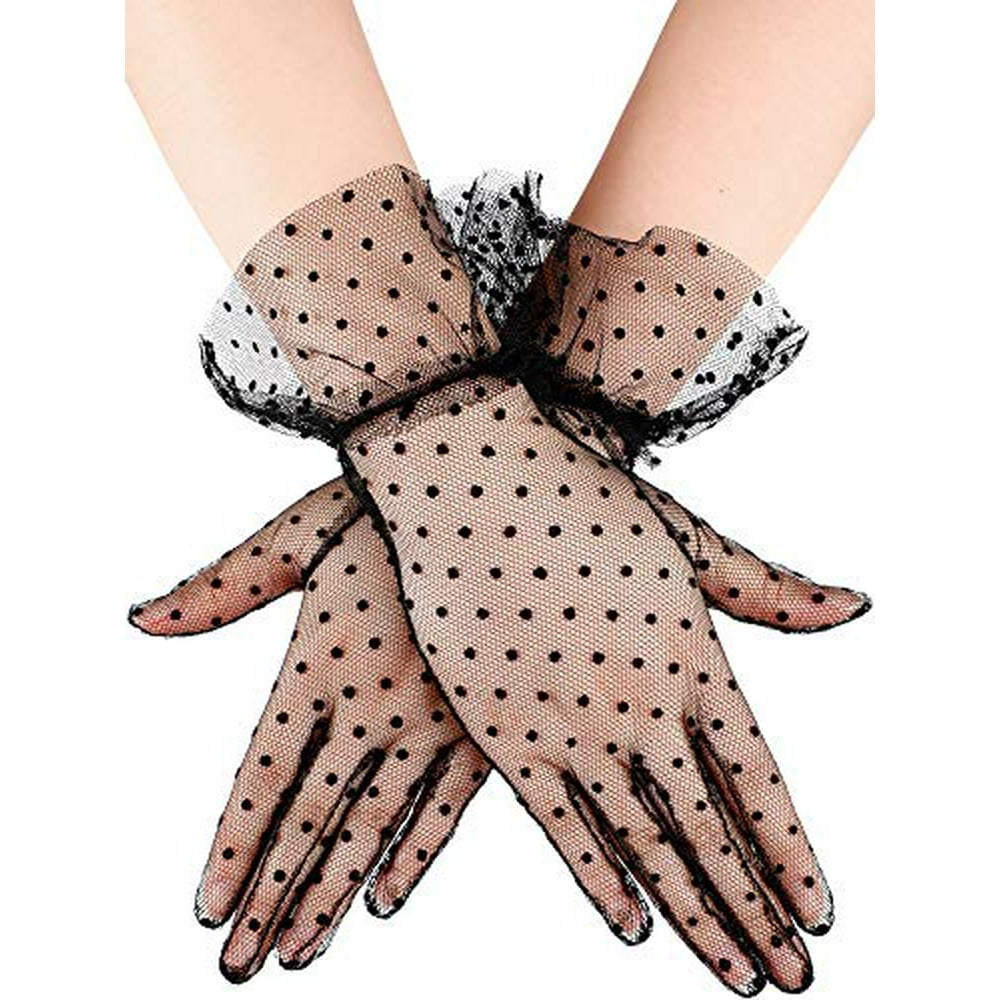 Boao Women Lace Glove Short Lace Glove Floral Courtesy Lace Glove for