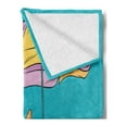thumbnail image 2 of Umbrella Girl Soft Flannel Fleece Blanket, Back Image of a Lady on a Deckchair Relaxing Chilling in Summer, Cozy Plush for Indoor and Outdoor Use, 50" x 60", Pastel Brown Multicolor, by Ambesonne, 2 of 5