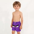 thumbnail image 3 of Boys' Cute Face Print Swim Trunks, Quick-Dry Elastic Waist Board Shorts with Pockets for Kids, 3-12 Years Purple c 8-9 Years, 3 of 8