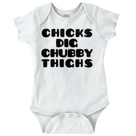 

Brisco Brands Chicks Dig Chubby Thighs Funny Fat Baby Bodysuits for Boys