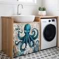 thumbnail image 3 of Coastal Octopus Cabinet Curtain 35"Wx35"L, Dustproof Under Sink Skirt with Self Adhesive Tape, Vintage Beach Teal Coral Nautical Cabinet Curtain Cover for Kitchen Sink, Bathroom Vanity, Laundry Room, 3 of 9