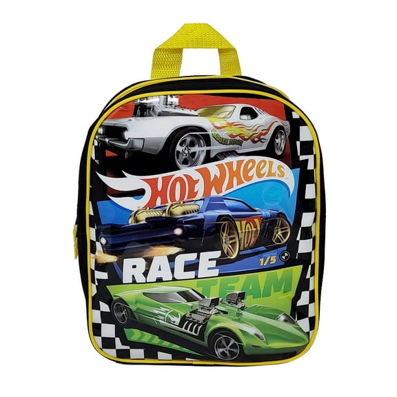 Hot Wheels Backpack 11" Small Mini Race Toddler Boys Black Blue Green