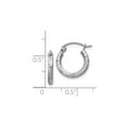 thumbnail image 3 of 14K White Gold Earring Hoop Women'S 13 mm Satin & Diamond-Cut 2Mm Round Earrings, 3 of 3