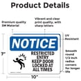thumbnail image 2 of (2 Pack) Restricted Entry Keep Door Locked Sign, 2 of 7