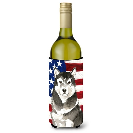 

Carolines Treasures CK1724LITERK Patriotic USA Alaskan Malamute Wine Bottle Beverge Insulator Hugger Wine Bottle