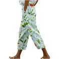 thumbnail image 2 of CLOISE Capris for Women with Pockets Stretch Wide Leg Pants Elastic High Waisted Palazzo Pants Petite Summer Casual Fashion Printed Loose Lightweight Cropped Flowy Trousers Multicolor XL, 2 of 5
