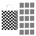 thumbnail image 1 of Bolsa de regalo de papel Kraft a cuadros blancos y negros, paquete de 10, 1 of 3