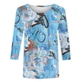 thumbnail image 4 of Jusqu'à 30 % de Réduction DYTTDG T-shirt Grande Taille pour Femmes Manches 3/4 Hauts Imprimés Col Rond Blouse Décontractée Ample Hauts pour Femmes, 4 of 5