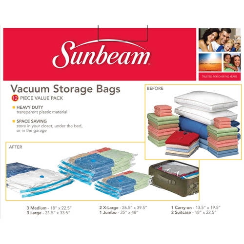 Sunbeam 12 Pack Vacuum Storage Bag Value Set