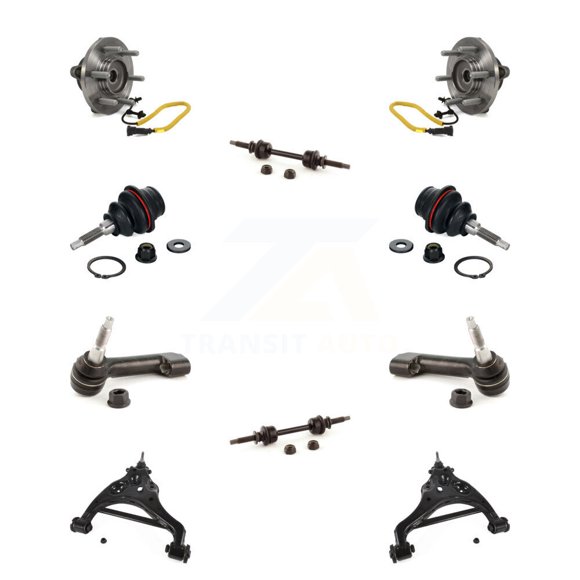 Transit Auto Front Bearing Lower Control Arm with Ball Joint Upper Outer Tie Rod Link Kit (10Pc) for Car 2018-2020 Ford F-150 Limited Platinum SSV XLT King Ranch Lariat 4WD K7T-110135