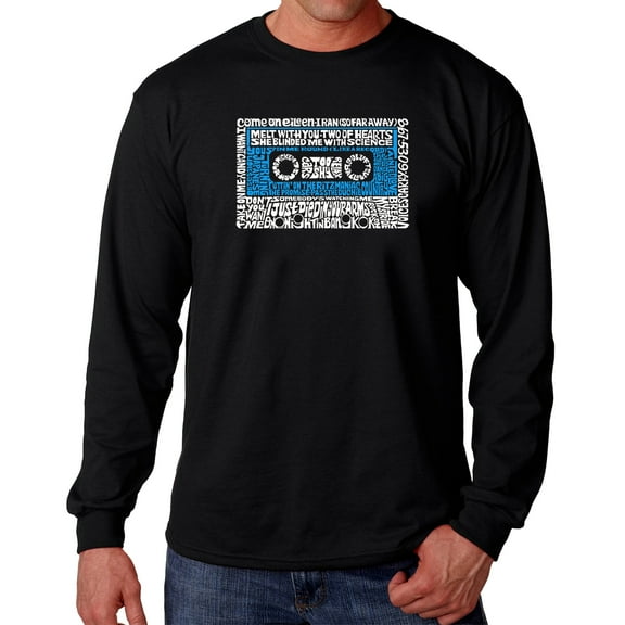 Men's Word Art Long Sleeve T-shirt - 80s One Hit Wonders