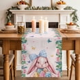 thumbnail image 4 of Happy Easter Cotton Linen Table Runner for Dining Kitchen, Cute Rabbits Eggs Flowers Butterflies Leaves Pink Wedding Outdoor Party Tablerunners, Dresser Scarf Coffee Tablecloth Runners 13x48 Inches, 4 of 9