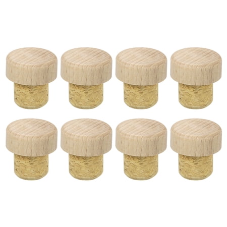 Uxcell 8Pack T-shaped Stoppers 0.75 Cork Wine Stopper Wine Bottle Corks Wood Color