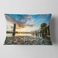 thumbnail image 2 of Designart Riverside Sunset with Wood - Modern Seascape Throw Pillow - 12x20, 2 of 5