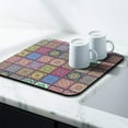 thumbnail image 3 of Washable Rubber Boho Floral Retro Dish Drying Mats for Kitchen Counter Home Large Coffee Bar Pad Accessories and Decor for Utensils Stemware 16''x18'', 3 of 7