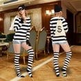 thumbnail image 7 of Forfamy Robber Costume Set Adults Halloween Costume Women Black White Striped T-Shirt Black Eye Mask Swag Bag for Halloween Carnival Party Cosplay, 7 of 7