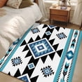 thumbnail image 5 of Blue Black Pattern Washable Area Rugs 2.7'x5', Retro Bohemian Square Abstract Geometric Low Pile Throw Living Room Rug Non-Slip Sturdy Edge Binding Carpet for Indoor Entryway Bedside Kitchen, 5 of 9