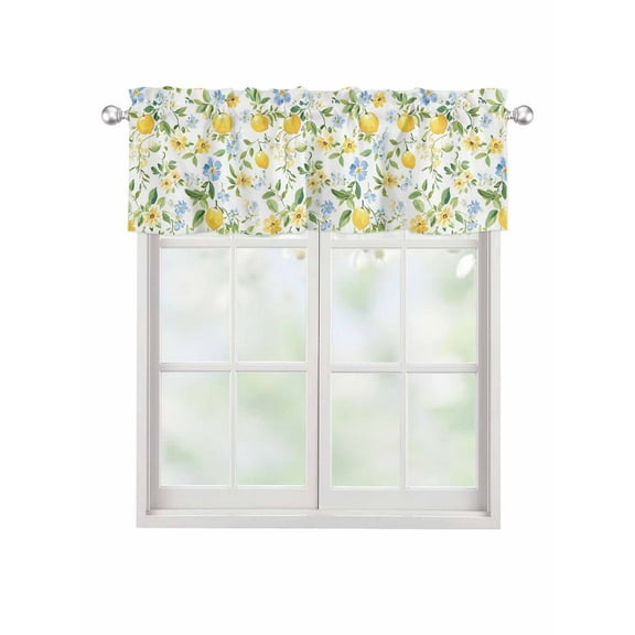 Valances for Windows Country Lemon Rod Pocket Cafe Window Treatments Valance Curtains for Kitchen Bathroom Laundry Basement Windows 60"x18"
