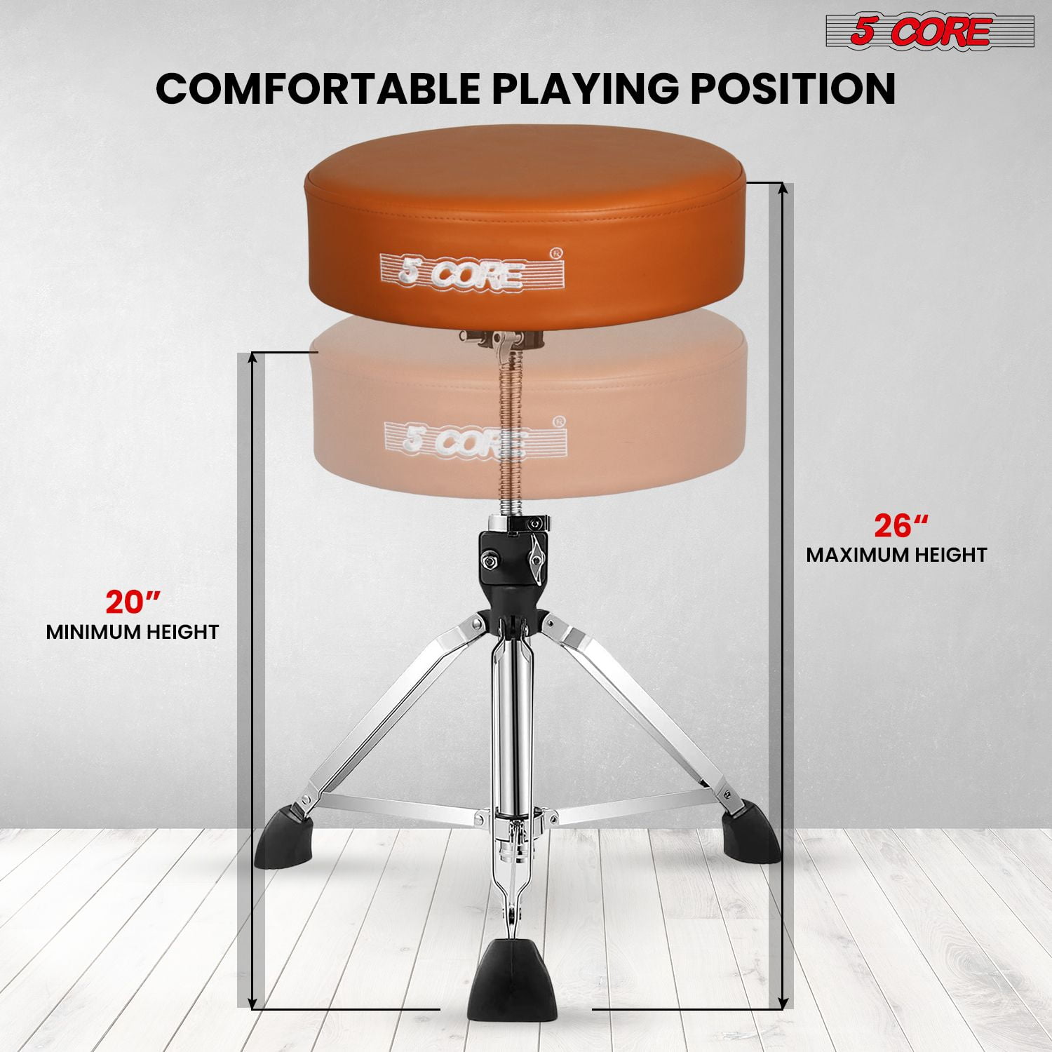 Drum Throne 4" Thick Padded Guitar Stool 441Lb Capacity 20-26' Adjustable Drummer Chair