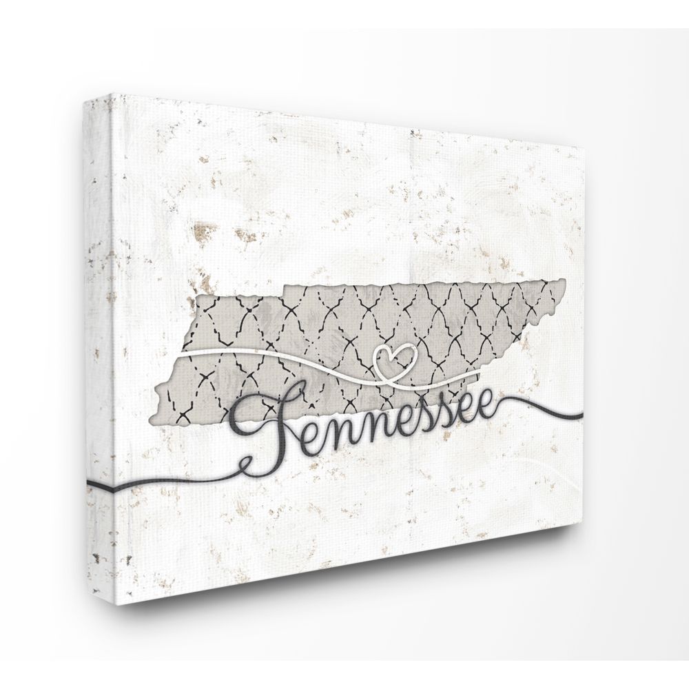 Stupell Industries Tennessee Patterned Grey US State Design Canvas Wall Art by Ziwei Li