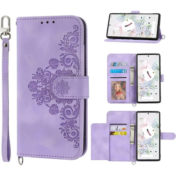 LINLIN Leather Wallet phone Cover, Magnetic Card Skin Cover,PU Leather Wallet Flip Phone Cover, Flip Protective Case Cover with Wallet Card Holder for Wrist Strap