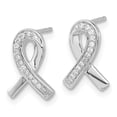 thumbnail image 2 of 14k White Gold Diamond Awareness Ribbon Earrings 14k White Gold Earrings, 2 of 2