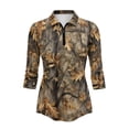 thumbnail image 2 of Uorisanigo Yellow Camo Forest Womens Golf Shirt Soft Comfortable Women's 3/4 Sleeve Athletic Golf Shirts Fashionable Quarter Zip Breathable Polyester Spandex Fabric Tennis Tops, 2 of 7