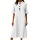 thumbnail image 5 of TaTaai Ladies V-Neck Ruffle Half Sleeve Solid Color Long Dress Button Down Design with Pockets Fashion Casual Comfortable Dress for Women Gift, 5 of 6