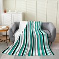thumbnail image 1 of Erosebridal Abstract Stripe Throw Blanket for Couch 50x60, Green Gray White Black Line Plush Blanket, Geometry Home Decor, 1 of 7