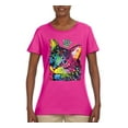 thumbnail image 2 of Wild Bobby Dean Russo Cat Wearing a Crown Thinking Cat Crowned Cat Lover Women Graphic Tee, Fuschia, XX-Large, 2 of 5