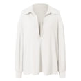 thumbnail image 6 of vigerkar Womens Oversized Deep V Neck Sweatshirts Casual Collared Long Sleeve Ribbed Knit Pullover Tops (White, XL), 6 of 7