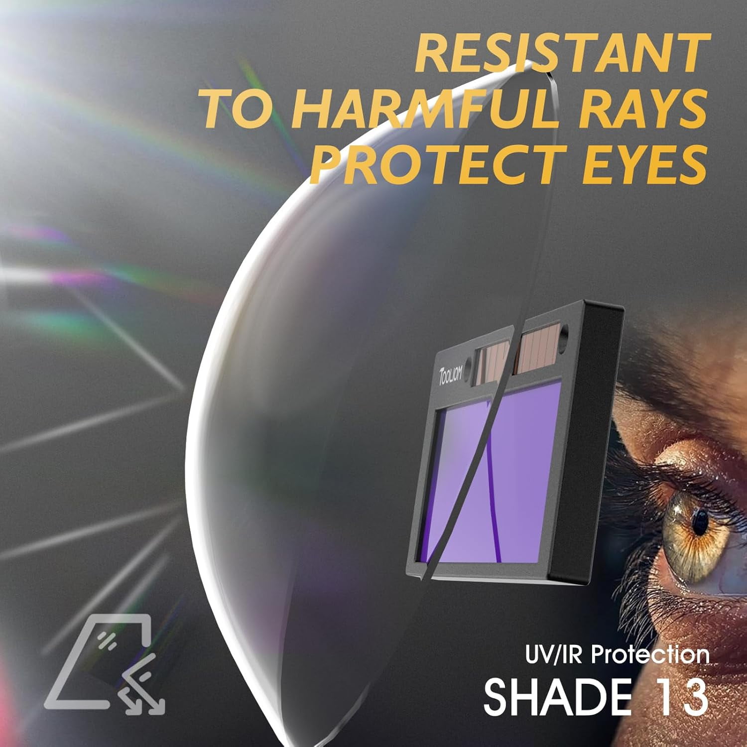 TOOLIOM Auto-Darkening Welding Lens Replacement Solar Charging Variable Shade 8-13 True Color Welding Helmet Filter Lens 2” X 4.25" Fit most Pancake and Pipe Liner Welding Mask