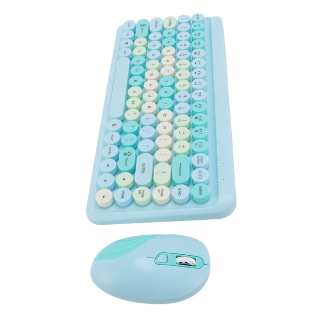 Combo de Teclado y Ratón Inalámbricos de 2.4g, Juego de Teclado y Ratón con Teclas Redondas Retro para el Hogar y la Oficina Con Configuraciones de DPI Ajustables, enchufe -entape