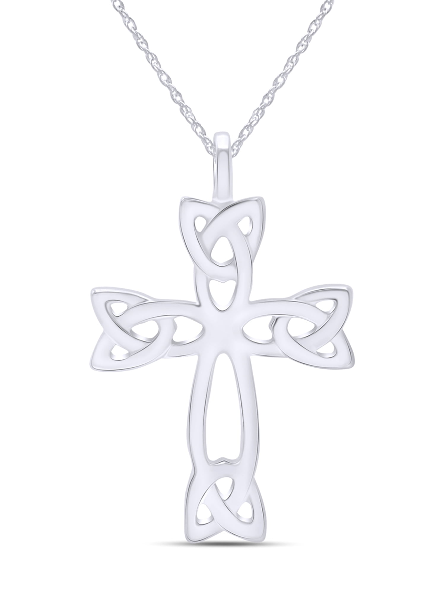 Celtic Cross Pendant Necklace 14k White Gold Over Sterling Silver