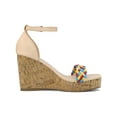 thumbnail image 3 of BLISSFUL STEP Women's Platform Multicolor Braided Heel Wood Wedge Sandals Beige (Size 7), 3 of 6