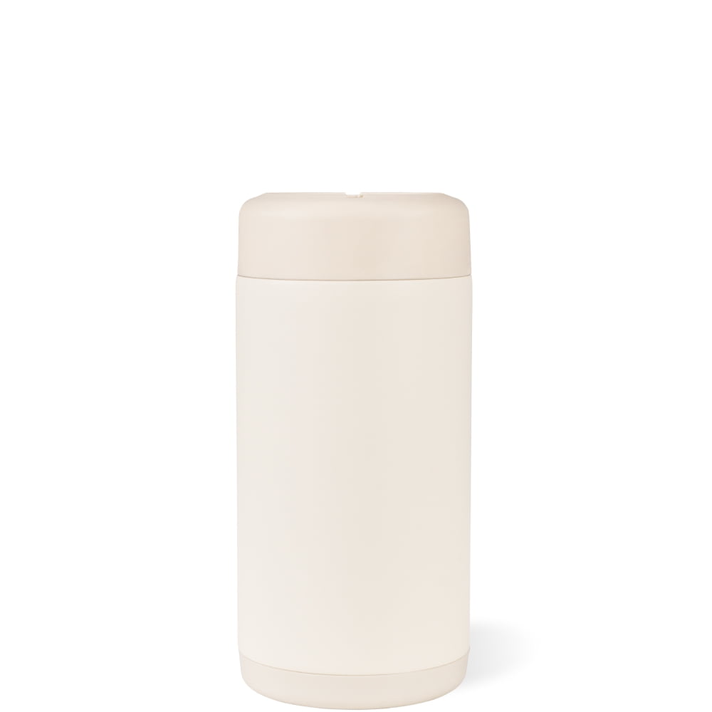 HydroJug Can Cooler - Slim 2-in-1 Insulated Can Cooler Cup 12oz - Stainless Steel, Non-Slip Rubber Base, Screw-Top Lid - Cream