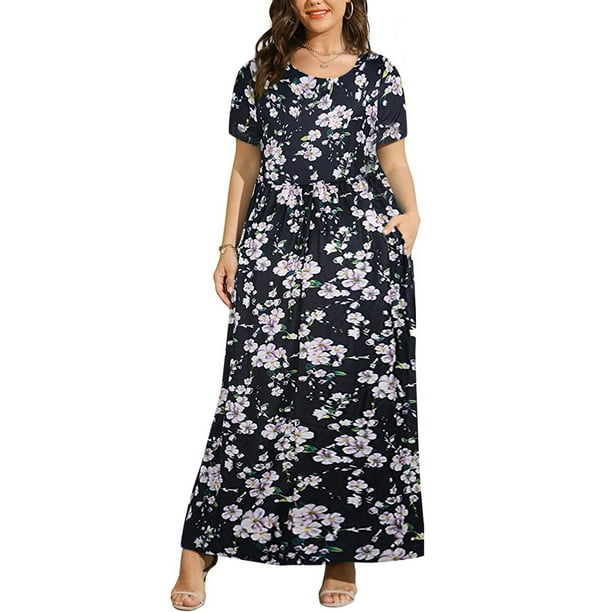 Sexy Dance Maxi Dress for Women Plus Size Long Dresses Floral Print ...