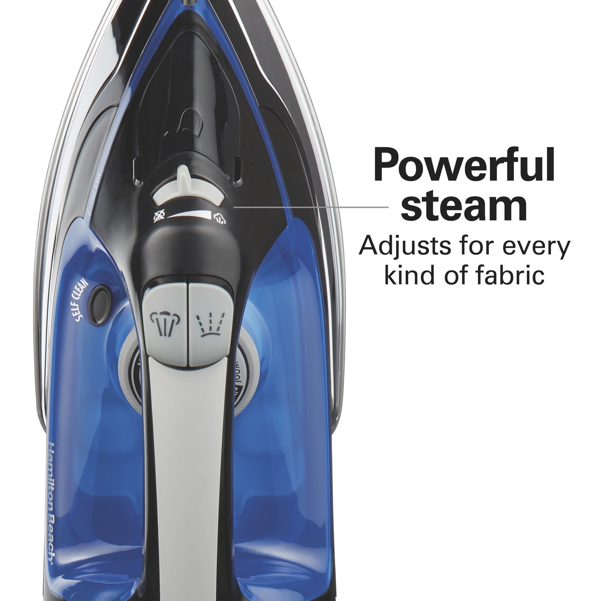 Hamilton Beach Clothing Iron, Steam Iron for Clothes with Stainless Steel Soleplate & Retractable Cord, Black