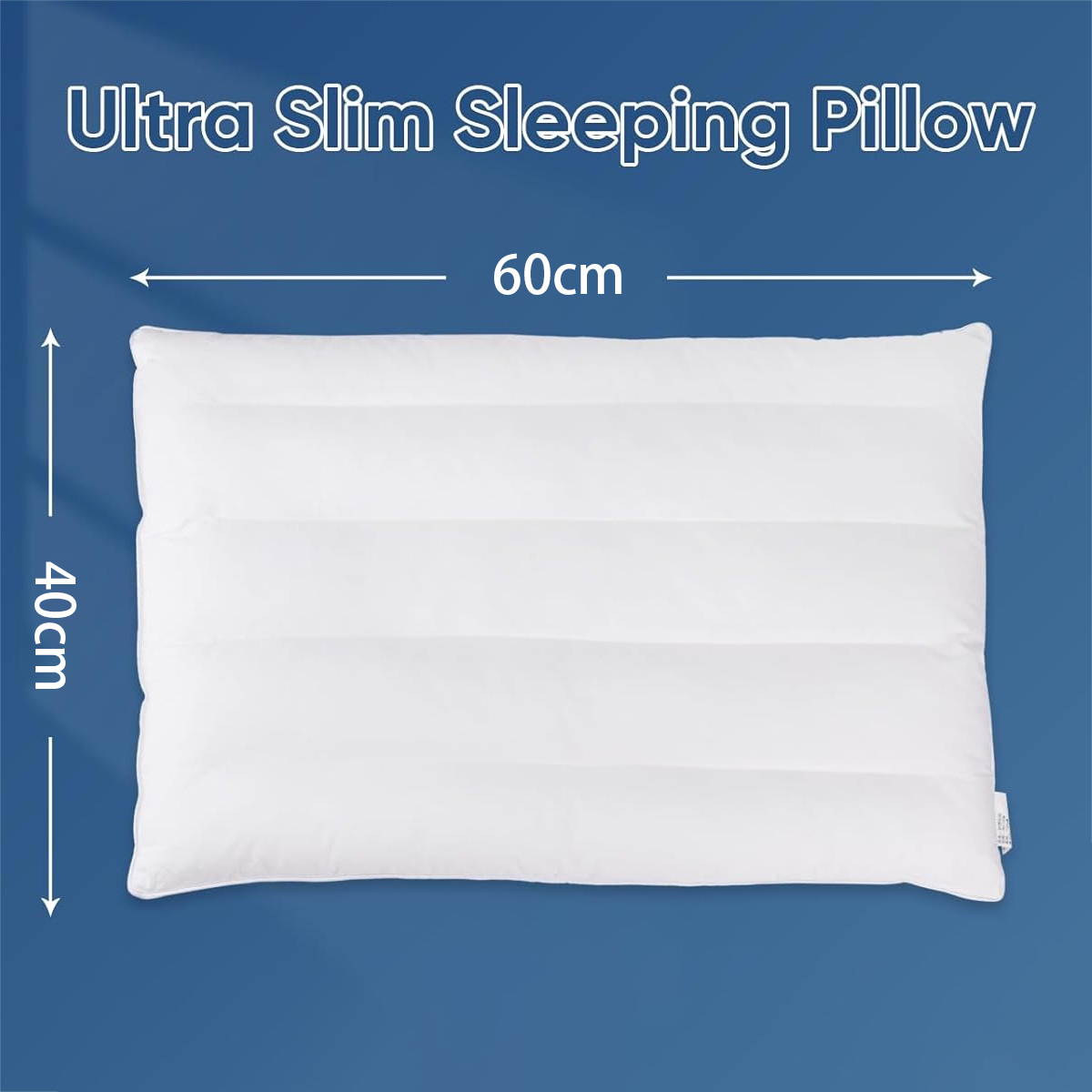 Ultra Thin Pillow, Flat Pillows for Sleeping, Rectangular Design for Abdominal Sleepers, 100% Cotton Fabric with Fiber Filling (Pack of 1)