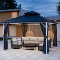 thumbnail image 2 of EAGLE PEAK 12'x14' Outdoor Patio Hardtop Gazebo with Aluminum Frame, Galvanized Steel Double Roof with Netting and Curtains, White/Gray, 2 of 9