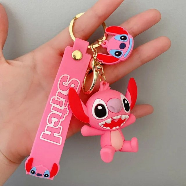 Disney-llavero de Stitch de dibujos animados para pareja y niña, bonito llavero de muñeca Rube suave, colgante de coche, regalo de actividad, venta al por mayor
