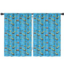 Blackout Kids Curtains,Cartoon Construction Vehicles Question Marks Childrens Insulated Curtains Set Of 2,Bedroom Essentials,Toddler Room Decor 42"x63"