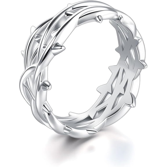 Crown of Thorns Ring 925 Sterling Silver Jesus Thorn Ring Size 8-13 for Men Women Silver