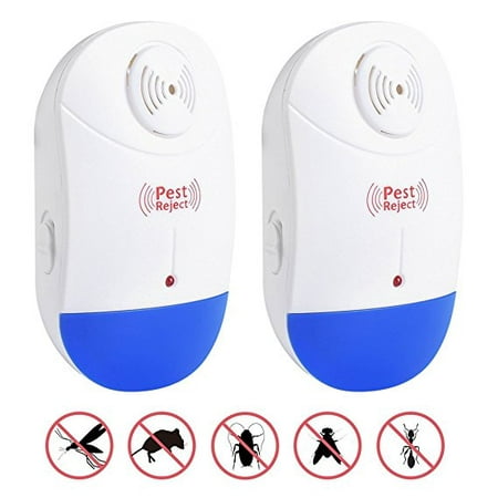 2 PKS [2018 NEW UPGRADED] LIGHTSMAX - Ultrasonic Pest Repeller - Electronic Plug -In Pest Control Ultrasonic - Best Repellent for Cockroach Rodents Flies Roaches Ants Mice Spiders Fleas